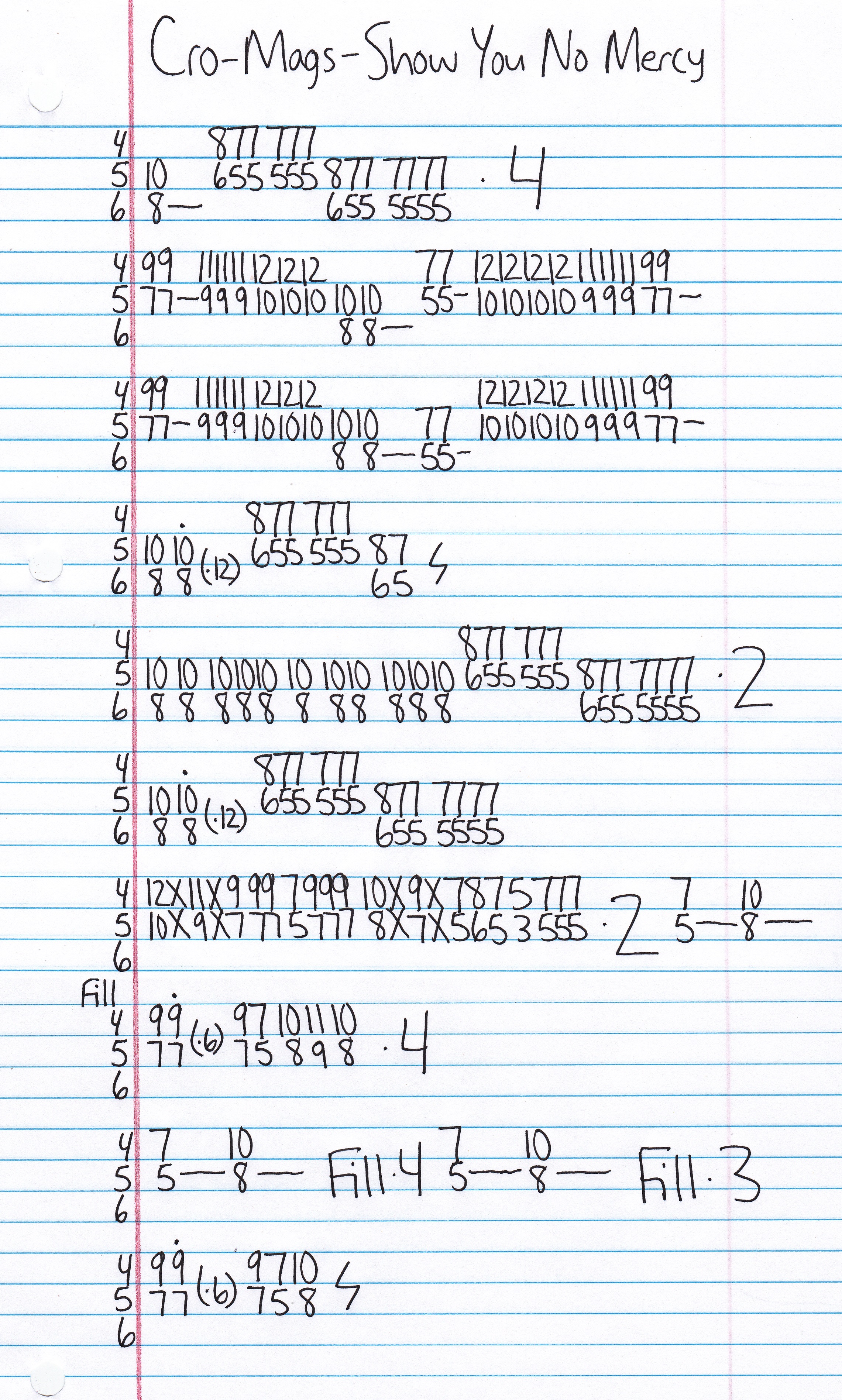 High quality guitar tab for Show You No Mercy by Cro-Mags off of the album Age Of Quarrel. ***Complete and accurate guitar tab!***